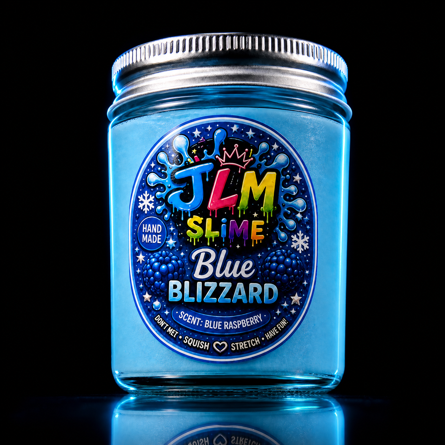 Blue Blizzard jar angle view