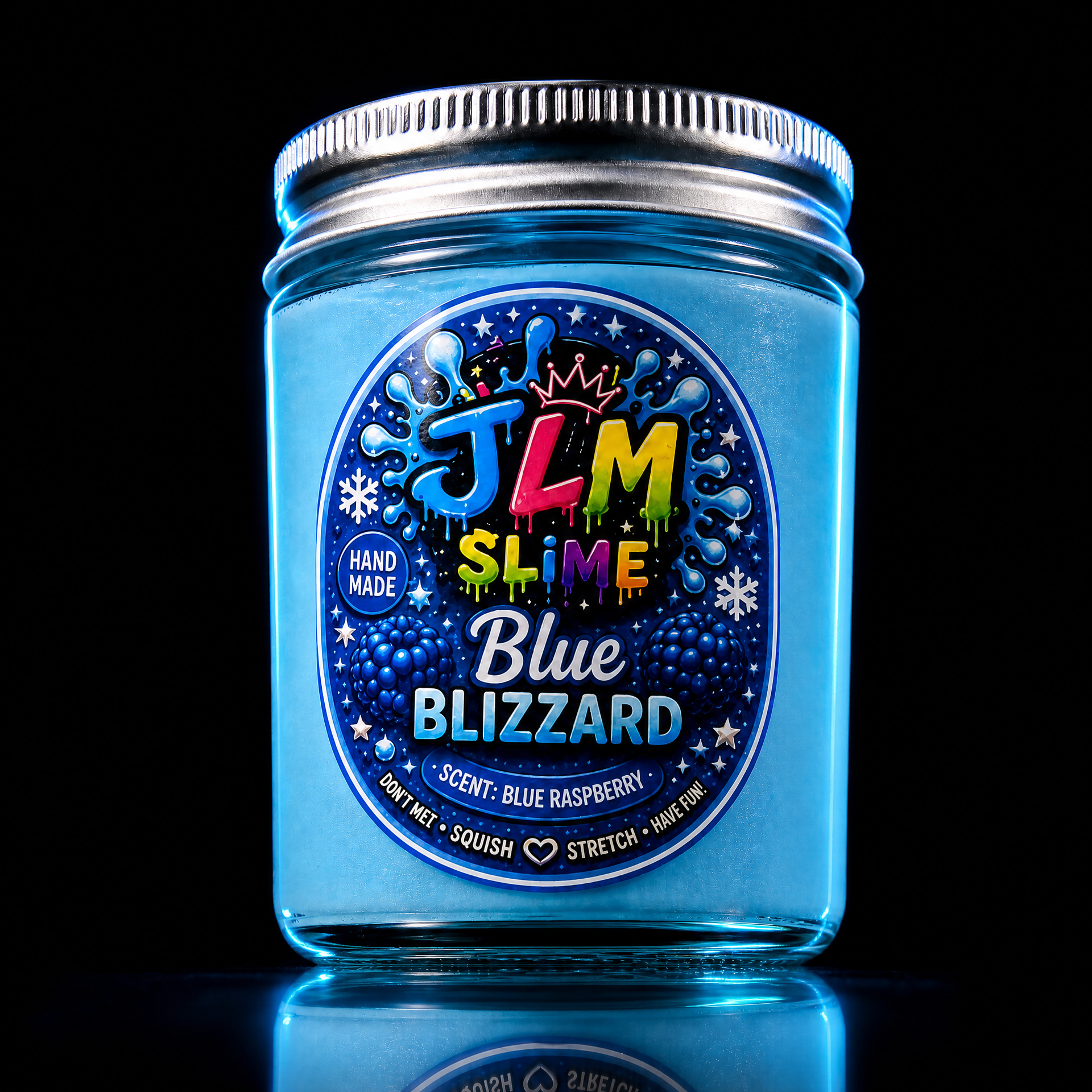 Blue Blizzard jar angle view